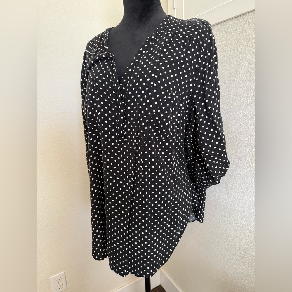 Torrid Black and White Polka Dot Blouse